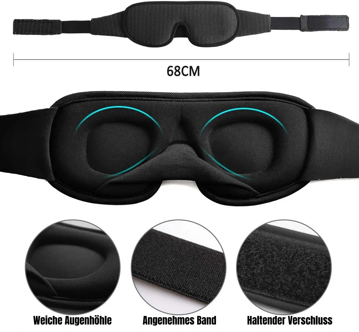 3D Schlafmaske – Lichtdicht & druckfrei